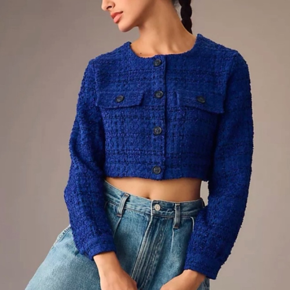 Maeve Cropped Tweed Blazer